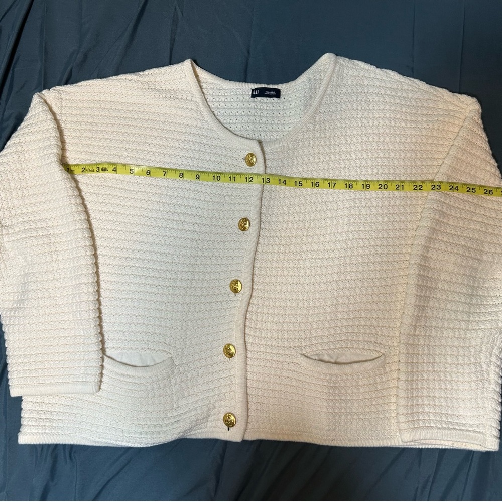 GAP Cream Textured Cardigan with Gold Buttons